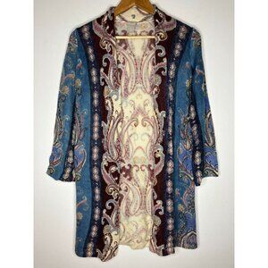 Chico's Women's SP Small Petite Open Front Multicolor Paisley Boho Sweater